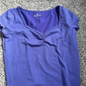 Hollister Women's Blue Ribbed Top